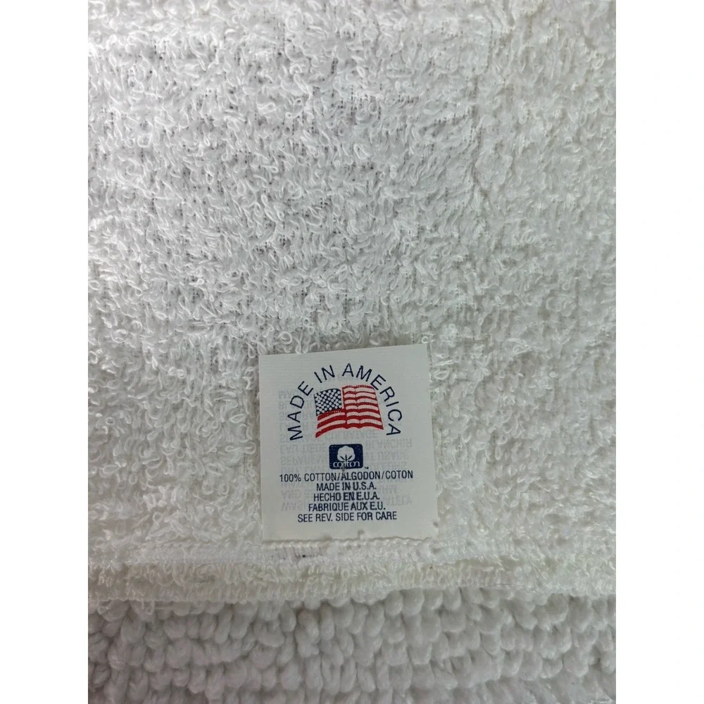 NEW 4-Piece White & Purple Heart Embroidered‎ 100% Cotton Towel Set Made in USA